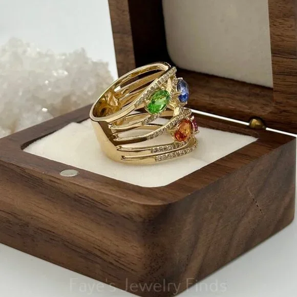 EFFY® Watercolors 14K Yellow Gold Multi Sapphire Diamond Ring - Picture 7 of 8